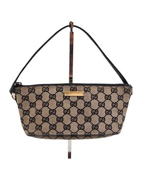 Gucci Brown GG Supreme Canvas Shoulder Bag with Black Trim